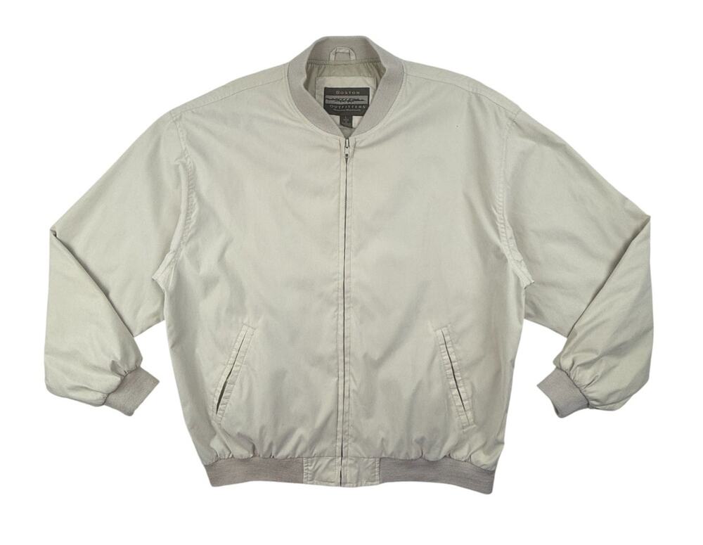 Vintage Boston Outfitters Bomber Jacket Mens XL Cream Lined Marblehead Mass